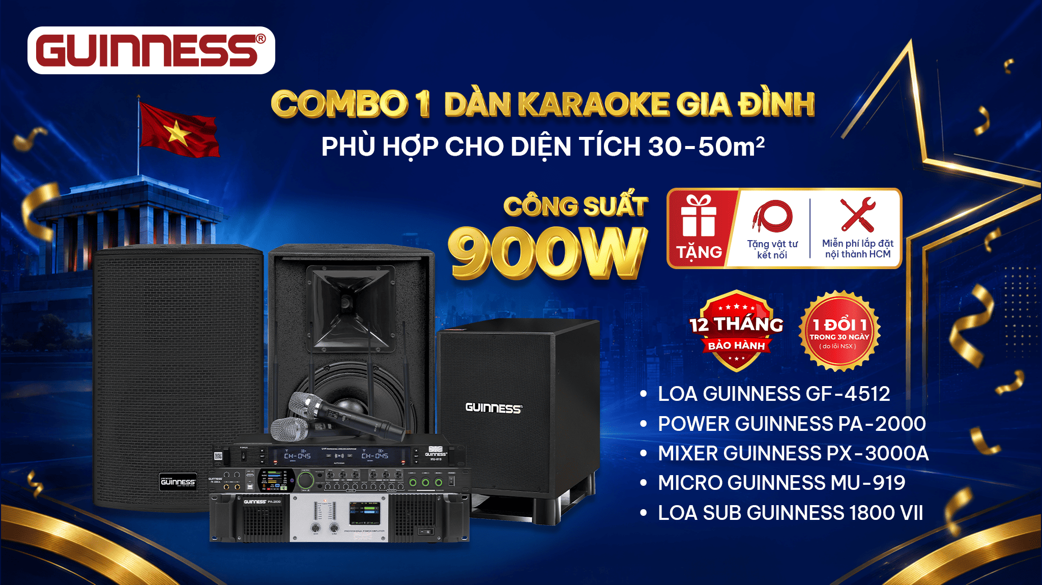 Combo 1 cho phòng karaoke gia đình 30-50m2