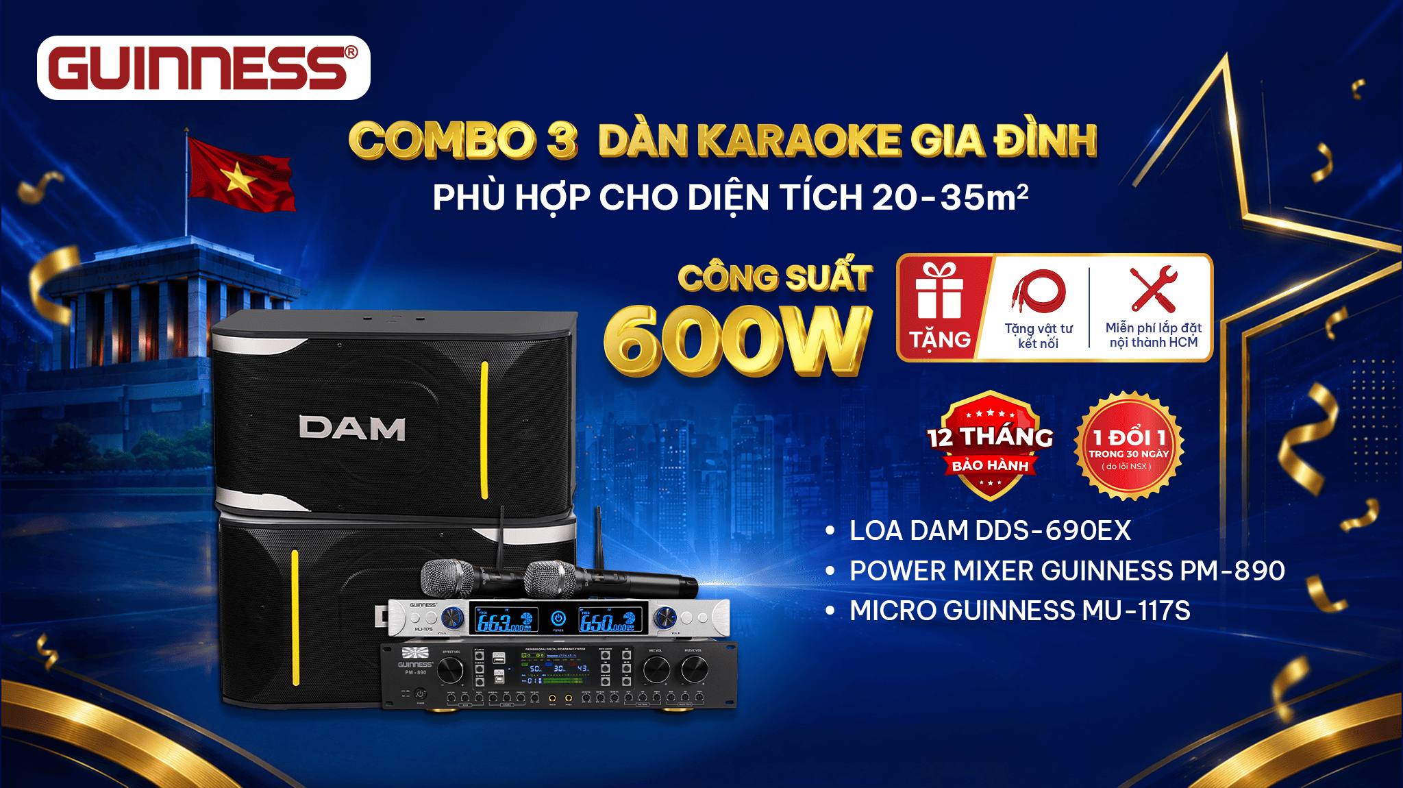 Combo 3 dàn karaoke gia đình cho phòng khách 20m²